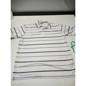 Cypress Club Performance Mens XL White Striped Short Sleeve Polo Shirt